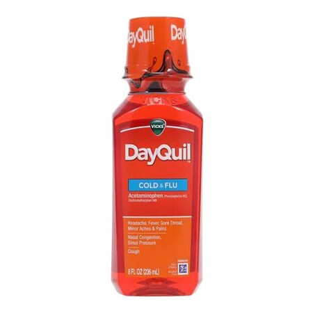 Vicks Dayquil Cold Flu Liquid, 650/20/10mg, 8oz 37000055508