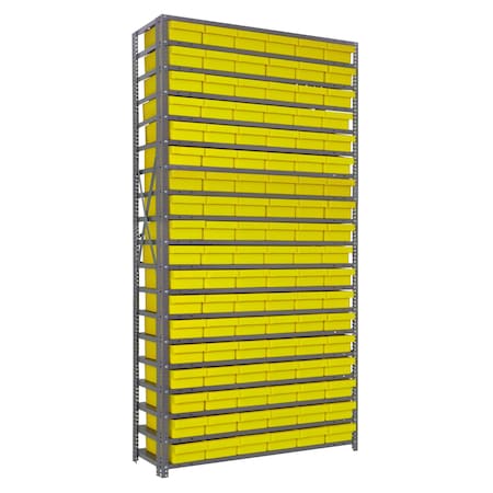 Quantum Storage Systems 19 SHELF OPEN UNIT W/108 YELLOW BINS 1275-401YL