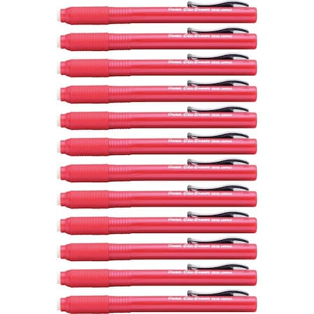 Pentel Rubber Grip Clic Eraser, Red, 12PK PENZE22BBX