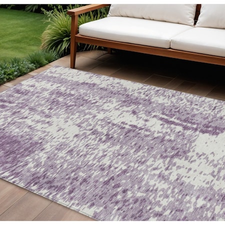 Homeroots 10' X 14' Lavender And Ivory Abstract Washable Indoor Outdoor Area Rug 612958