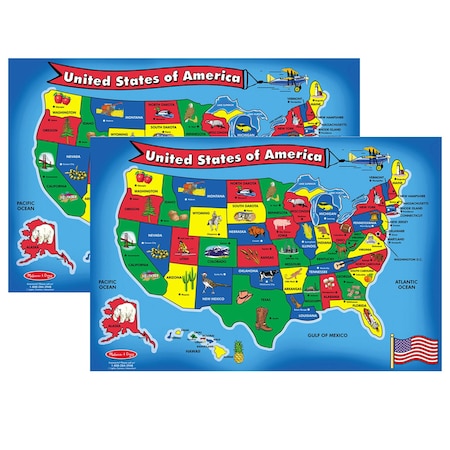 Melissa & Doug U.S.A. (United States) Map Floor Puzzle, 51-Piece Puzzle, 2PK 440