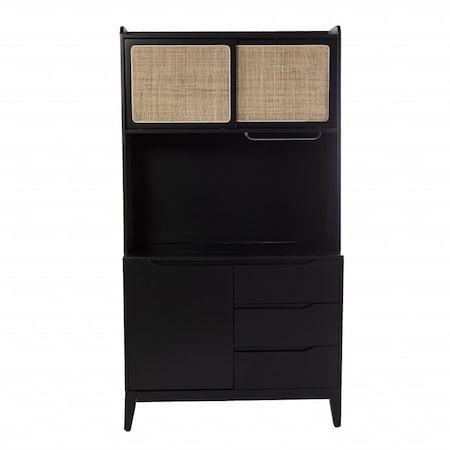 Homeroots Rustic Black and Light Bamboo Tall Buffet Cabinet 401704