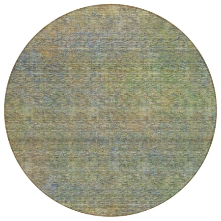 Homeroots 8' Green Gold And Charcoal Round Abstract Washable Indoor Outdoor Area Rug 588920