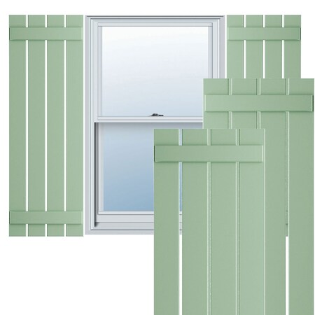 Ekena Millwork True Fit PVC, Four Board Spaced Board-n-Batten Shutters, Seaglass , 23W x 62H, PR TFP101SBF23X062SG