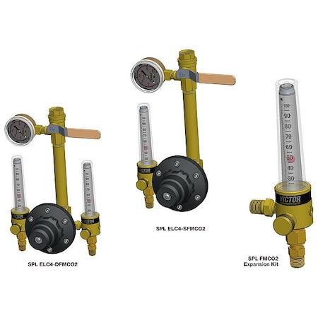 Victor Flowmeter Regulator, Carbon Dioxide, Single Stage, 1/2 in Inlet, 1/4 in Outlet 0799-2197