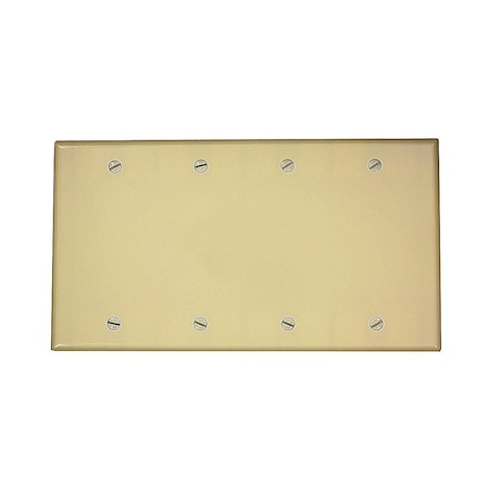 Leviton Blank Wallplate, Standard Size, Gang 4, Ivory 86064