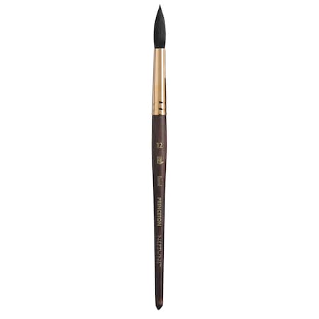 Princeton Neptune Round Brush, Synthetic Bristles, Short Handle Watercolor Paintbrush, Dark Wood, Size 12 P4750R12