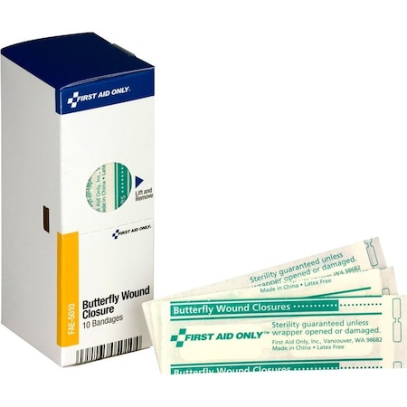 First Aid Only Butterfly Wound Closure Bandages, White, 10PK FAOFAE5010