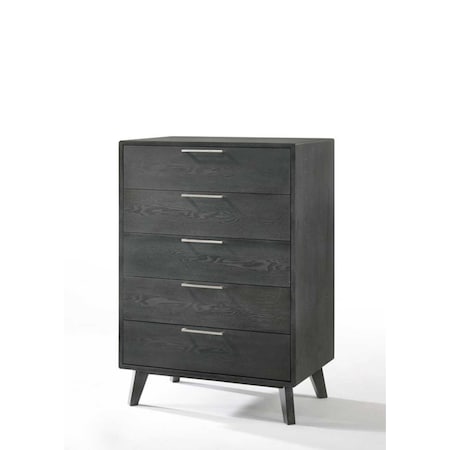 Homeroots 30" Grey Wash Solid Wood Five Drawer Chest 473065