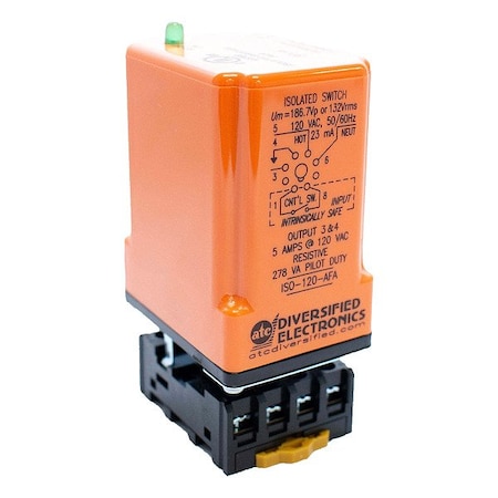 Atc Diversified Electronics Safety Monitoring Relay, 3 in H, 120V AC ISO120AFN