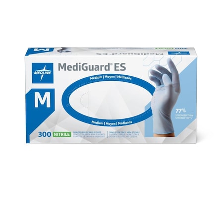 Medline MediGuard ES Powder-Free Nitrile Exam Gloves, Size M, 300PK MG3002H