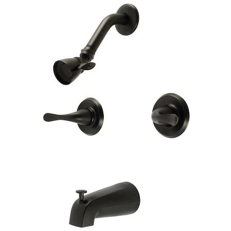 Kingston Brass Double-Handle Tub and Shower Faucet, Matte Black KB2240YL