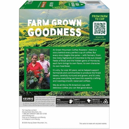 Green Mountain Coffee Coffee, Half Caff, Pod, Half-Caffeinated, Ground, 7.92 oz, 24 PK 4069