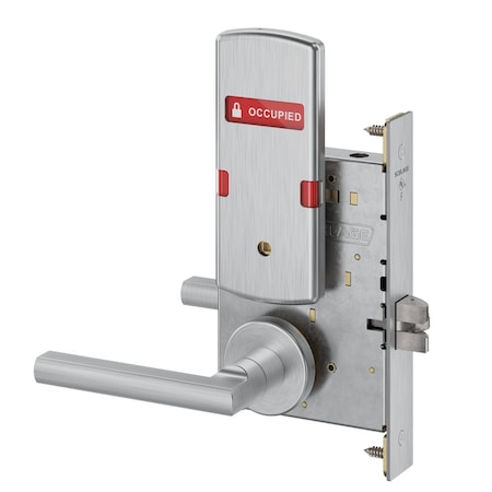 Schlage Grade 1 Bed Bathroom Privacy Mort Lock, Latitude Lever, A Rose, Satin Chrome L9040 LATA 626 OS-OCC