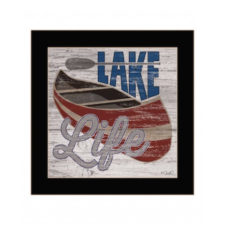Homeroots Lake Life Canoe 1 Black Framed Print Wall Art 416171