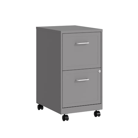 Space Solutions 14.25 in W 2 Drawer Mobile Vertical File Cabinet, Arctic Silver 16873