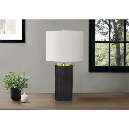 Monarch Specialties Lighting, 24 in.H, Table Lamp, Black Concrete, Ivory / Cream Shade, Modern I 9710