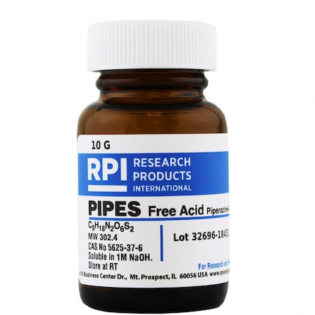 Rpi PIPES Piperazine-N, N'-bis 2-ethanesulfonic acid, 10 Grams P40140-10.0