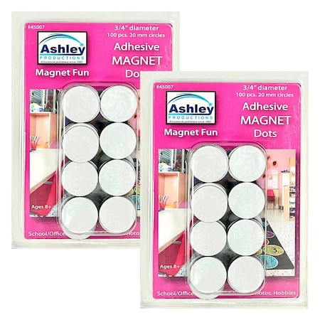 Ashley Productions Magnetic Adhesive Dots, 3/4 in., Peel-and-Stick Magnetic Circles, 200PK 45007