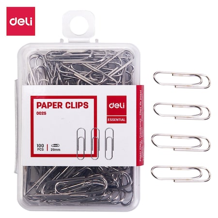 Deli Paper Clips No.0, Silver, Nickel-Plated, Rust-Resistant, 100PK E0025