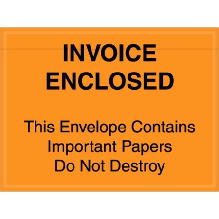 Zoro Select Packing List Envelopes, Orange, PK1000 PL416