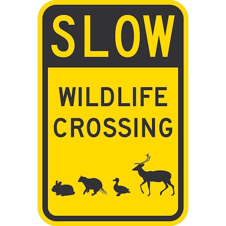Lyle Slow Wildlife Crossing (w/graphic), 12x18, Non-Reflective, Yellow G-4881-NA_12x18