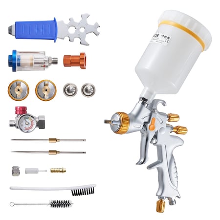Vevor HVLP Air Spray Gun Gravity Feed Paint Sprayer Gun 3 Nozzles 1.3/1.4/1.7mm RF6000AG