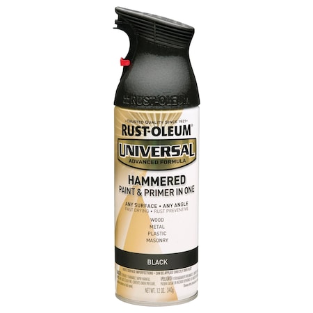 Rust-Oleum Hammered Spray Paint, Black, Hammered, Solvent, 12 oz 245217