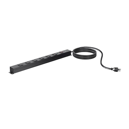 Monoprice Power Strip, Surge, 5-15R, 5-15P, 15 ft., Black 35097