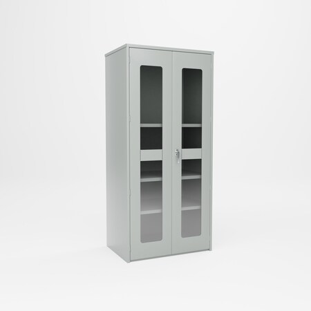 Pucel Heavy Duty Storage Cabinet with Plexiglass Doors, 36 in W x 78 in H x 24 in D, Gray HDSC-3678-24-4-PLEX