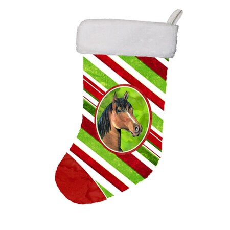 Carolines Treasures 11 x 8 In. Horse Candy Cane Holiday Christmas Stocking SB3135-CS