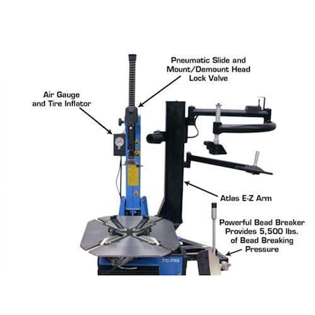 Atlas Automotive Equipment Tc755Ez Rim Clamp Tire Changer + Wb49-2-Pro Wheel Balancer Combo Package TCWB-COMBO4