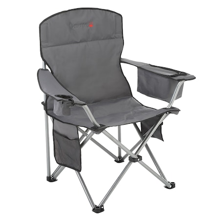 Arrowhead Outdoor Portable Folding USB-Heated Camping Chair with 6-Can Armrest Cooler, Gray KKS0327U