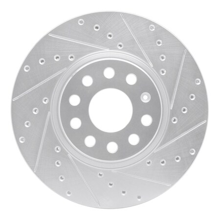 Dynamic Friction Co DFC Brake Rotor - Drilled and Slotted - Silver 631-74053R