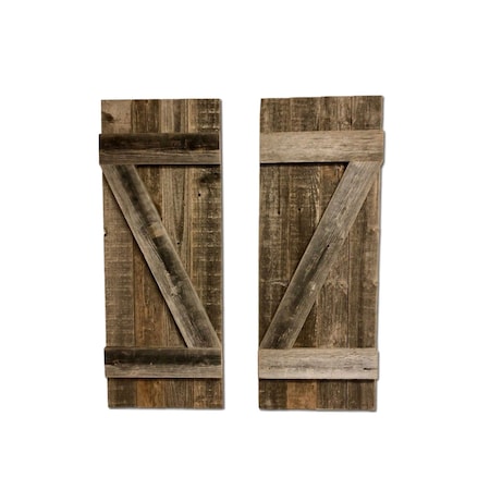 Homeroots Set of Two 36" X 14" Gray Solid Wood Wall Decor, 2PK 380348