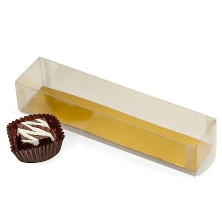 Nashville Wraps Clear 2 Piece Candy Box with Gold Bottom Insert, 6.25x1.25x1, 25PK T107