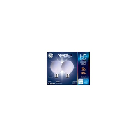 Current LED Reveal Globe Light Bulbs, G25, Frosted Pure White, 290 Lumens, 4.5-Watts Pair 31887