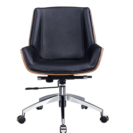 Homeroots Black Rosewood and Silver Adjustable Height Swivel Rolling Conference Office Chair 645617
