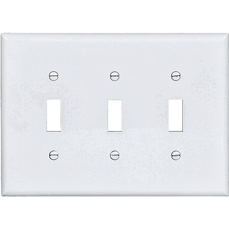 Eaton Wiring Devices Eaton Wallplate, 6-3/4 in L, 4.83 in W, 3-Gang, Polycarbonate, White, High-Gloss PJ3W