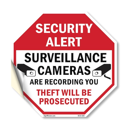 Signmission Security Alert Surveillance Cameras, 18 Inch X 18 Inch, Vinyl Decal OC-D-18-328