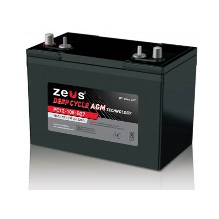 Zeus Battery Products 12V 108Ah Deep Cycle Sealed Lead Battery PC12-108-G27