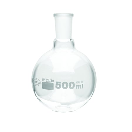 Zoro Select Boiling Flask, 500 mL, 158 mm H, PK6 FRB057-500