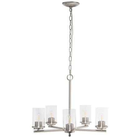 Homeroots Nickel Chandelier Iron Ceiling Light With Clear Shades 651696