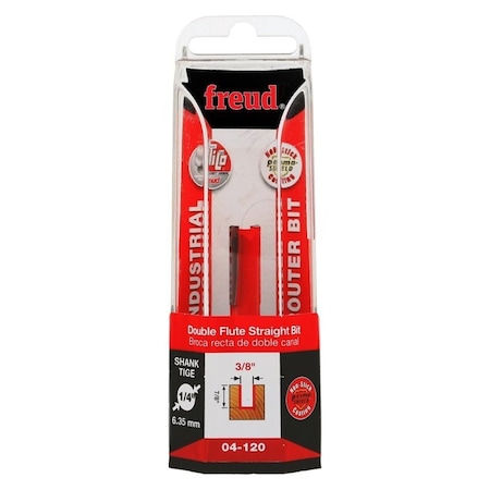 Diablo Double Flute Straight Bit, 3/8 in Dia Cutter, 7/8 in L Cutting, 1-7/8 in OAL 04-120