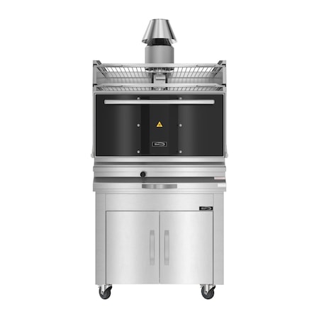 Koolmore 35.04 inch Stainless Steel Professional Charcoal Oven With Warming Racks And Bottom Cabinet KM-CHO35-SS-TRB