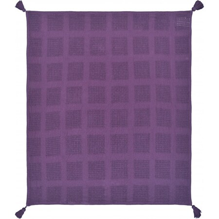 Homeroots 50" X 60" Purple Woven Cotton Throw Blanket with Tassels 516502