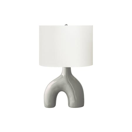 Monarch Specialties Lighting, 25"h, Table Lamp, Grey Ceramic, Ivory / Cream Shade, Contemporary, Modern I 9661