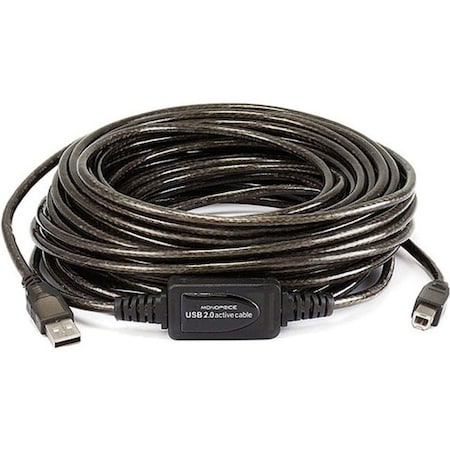 Monoprice USB 2.0 Active Cable, 49ft.L, Black 7643