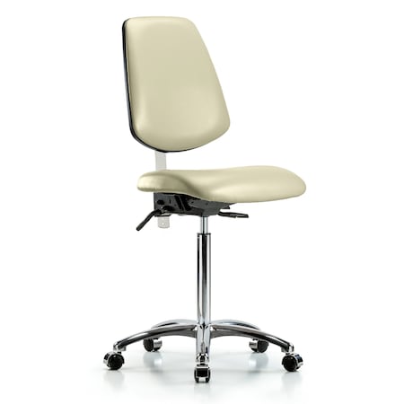 Blue Ridge Ergonomics Clean Room Chair Vin Med Ben Chair, Med, Bk, Wht, CL100, No Arms, 22" to 29" Height, Vinyl, Adobe White BR-NCR-VMBCH-MB-CR-T0-A0-NF-CC-8501