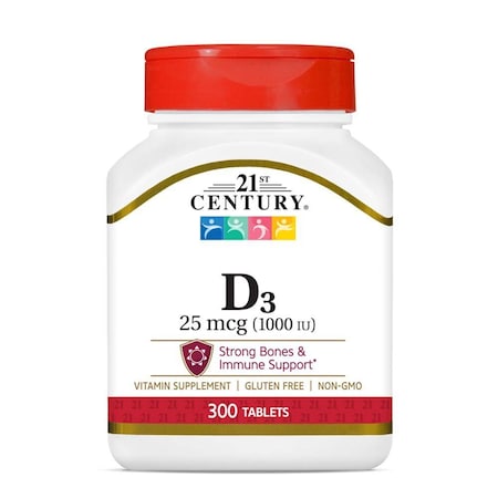 21St Century Vitamin D3 1000IU Tablets, 300PK 19650-18